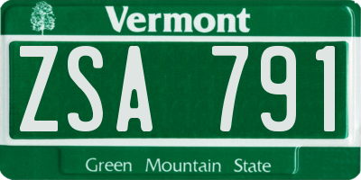 VT license plate ZSA791