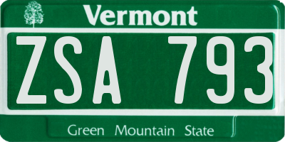 VT license plate ZSA793