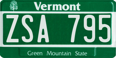 VT license plate ZSA795