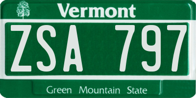 VT license plate ZSA797