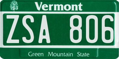 VT license plate ZSA806