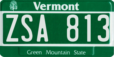VT license plate ZSA813