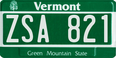 VT license plate ZSA821
