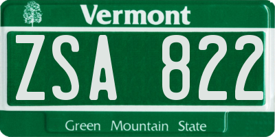 VT license plate ZSA822