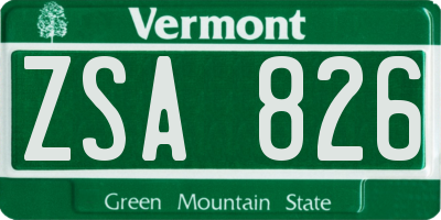 VT license plate ZSA826