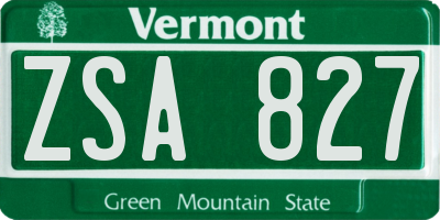 VT license plate ZSA827