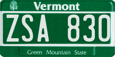 VT license plate ZSA830