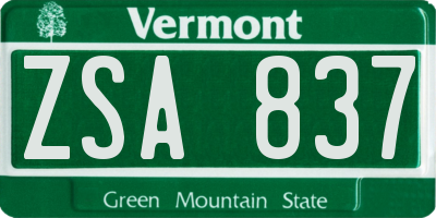 VT license plate ZSA837