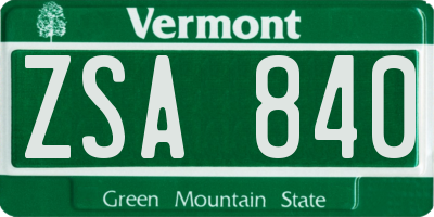 VT license plate ZSA840