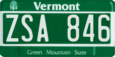 VT license plate ZSA846