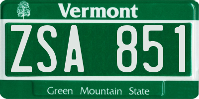 VT license plate ZSA851