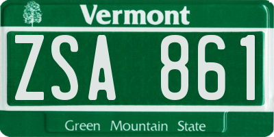 VT license plate ZSA861