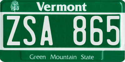 VT license plate ZSA865
