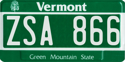 VT license plate ZSA866