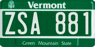 VT license plate ZSA881