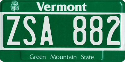 VT license plate ZSA882