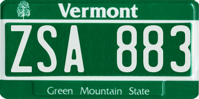 VT license plate ZSA883
