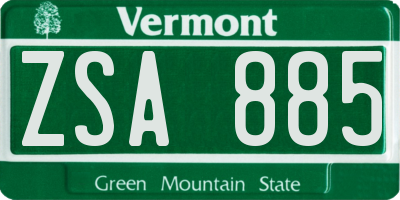 VT license plate ZSA885