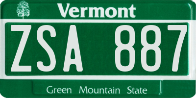 VT license plate ZSA887
