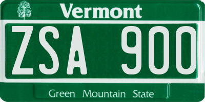 VT license plate ZSA900
