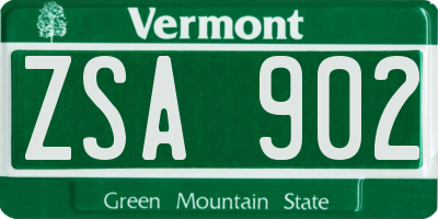 VT license plate ZSA902