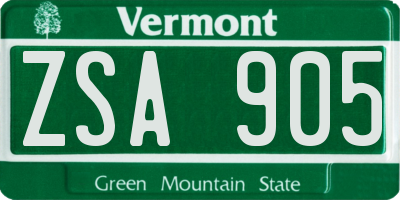 VT license plate ZSA905