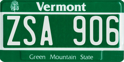VT license plate ZSA906