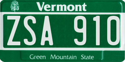 VT license plate ZSA910