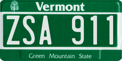VT license plate ZSA911