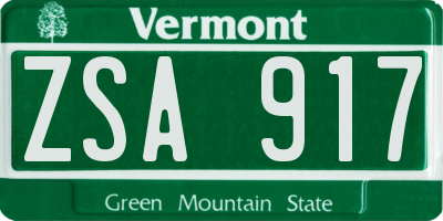 VT license plate ZSA917