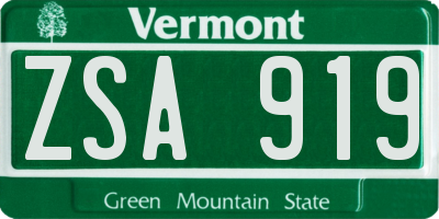 VT license plate ZSA919
