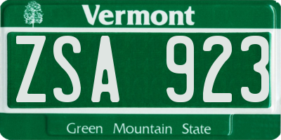 VT license plate ZSA923