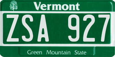 VT license plate ZSA927