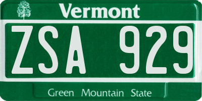 VT license plate ZSA929