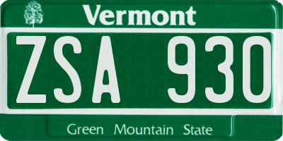 VT license plate ZSA930