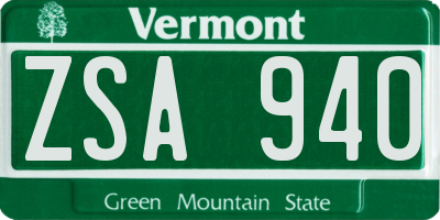 VT license plate ZSA940