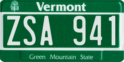 VT license plate ZSA941