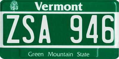 VT license plate ZSA946