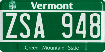 VT license plate ZSA948