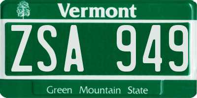 VT license plate ZSA949