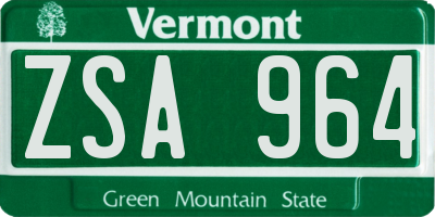 VT license plate ZSA964