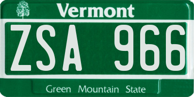 VT license plate ZSA966