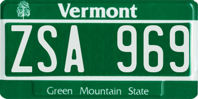 VT license plate ZSA969