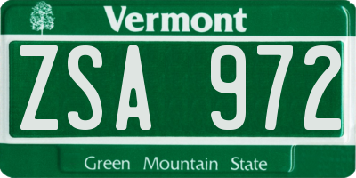 VT license plate ZSA972
