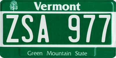 VT license plate ZSA977