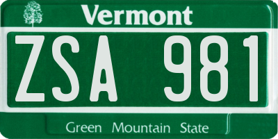 VT license plate ZSA981