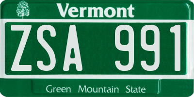 VT license plate ZSA991
