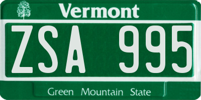 VT license plate ZSA995