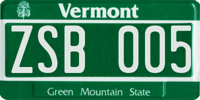 VT license plate ZSB005