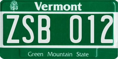 VT license plate ZSB012